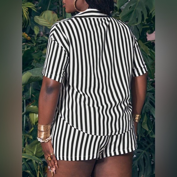 SHEIN | Black and White Striped Two-Piece Set - Picture 2 of 6